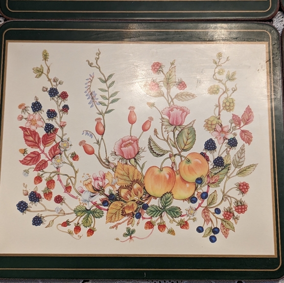 Aynsley Somerset Fruit & Flower Cork Backed Set Of 6 8.5 x 7.5" Placemats - Picture 3 of 14